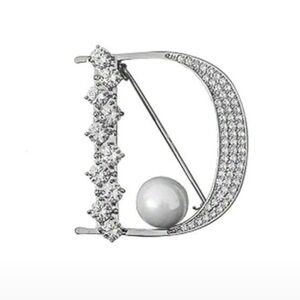Dior Style Silver Tone Brooch